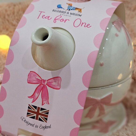 NWT Coquette Pink Bow Teapot Set for One! - Picture 2 of 4
